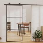 vidaXL Schuifdeur met beslag 90x205 cm aluminium en ESG-glas, Verzenden, Nieuw
