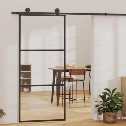 vidaXL Schuifdeur met beslag 90x205 cm aluminium en ESG-glas, Doe-het-zelf en Verbouw, Deuren en Horren, Nieuw, Verzenden