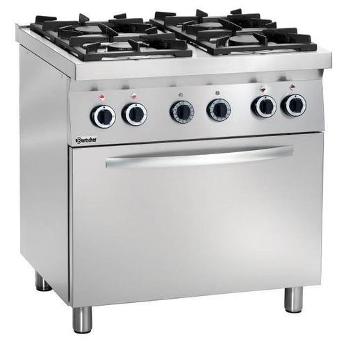 Stalen Gasfornuis met Elektrische Oven | 4 Branders, Zakelijke goederen, Horeca | Keukenapparatuur, Verzenden