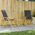 vidaXL 3-delige Bistroset inklapbaar met kussens bamboe, Tuin en Terras, Verzenden, Nieuw, Hout