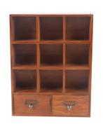 Houten Boekenkast 9 Vakken met 2 Lades – Vintage Organizer, Verzenden, Nieuw