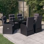 vidaXL 7-delige Tuinset met kussens zwart, 6 zitplaatsen, Nieuw, Tuinset, Verzenden