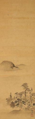 Very fine sumi-e landscape triptych, signed - including, Antiek en Kunst