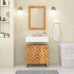 vidaXL Badkamerspiegel 50x70x3 cm massief mangohout en glas, Huis en Inrichting, Woonaccessoires | Spiegels, Verzenden, Nieuw