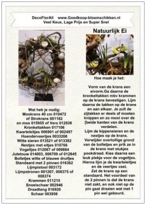 DIY Werkbeschrijving Natuurlijk Ei Krans, Huis en Inrichting, Woonaccessoires | Kunstplanten en Kunstbloemen, Nieuw, Ophalen of Verzenden