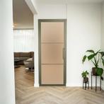 Stalen Binnendeur - Olijfgroen - 3 Vlaks - Mat glas, Doe-het-zelf en Verbouw, Deuren en Horren, Minder dan 80 cm, Binnendeur, Nieuw