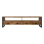 Tv-meubel Mangohout Britt 220 cm, Verzenden, Nieuw, 200 cm of meer, Minder dan 100 cm