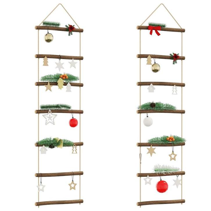 vidaXL Wanddecoraties laddervormig 2 st 30x100 cm naturel, Diversen, Kerst, Nieuw, Verzenden