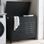 vidaXL Wasmand op wielen 66x35x60 cm rattan zwart, Tuin en Terras, Droogmolens en Wasrekken, Verzenden, Nieuw