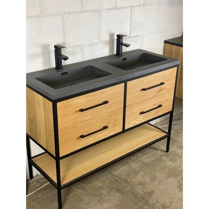 Badkamermeubel Casajoy Miami 120x46x90cm Eiken 4 Lades Met, Huis en Inrichting, Badkamer | Badkamermeubels, Ophalen of Verzenden