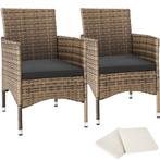 2 Wicker tuinstoelen met 4 kussenhoezen - natuur/donkergrijs, Verzenden, Nieuw