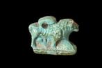 Oud-Egyptisch Faience Leeuw amulet. Spaanse exportvergunning