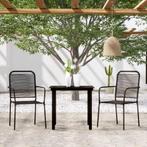 vidaXL 3-delige Tuinset zwart, Tuin en Terras, 2 zitplaatsen, Verzenden, Nieuw, Rvs
