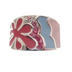 Zilveren roze fantasie ring met zirconia en emaille | S...., 18 tot 19, Gebruikt, Overige kleuren, Ophalen of Verzenden
