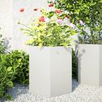 vidaXL Plantenbakken 2 st zeshoek 46x40x45 cm staal wit, Verzenden, Nieuw, Metaal