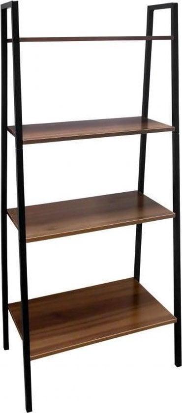 Open kast in zwart & houtkleur - 148 cm hoog, 4 schappen, Huis en Inrichting, Kasten | Boekenkasten, 25 tot 50 cm, Met plank(en)