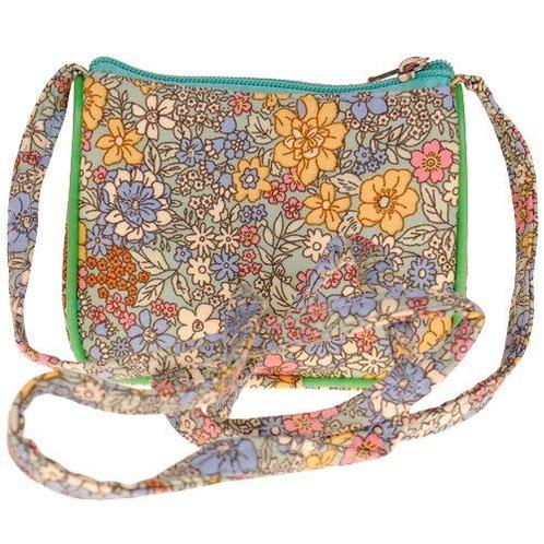 Mini schoudertasje groen met gekleurde bloemetjes - 11x10 cm, Sieraden, Tassen en Uiterlijk, Tassen | Schoudertassen, Groen, Nieuw