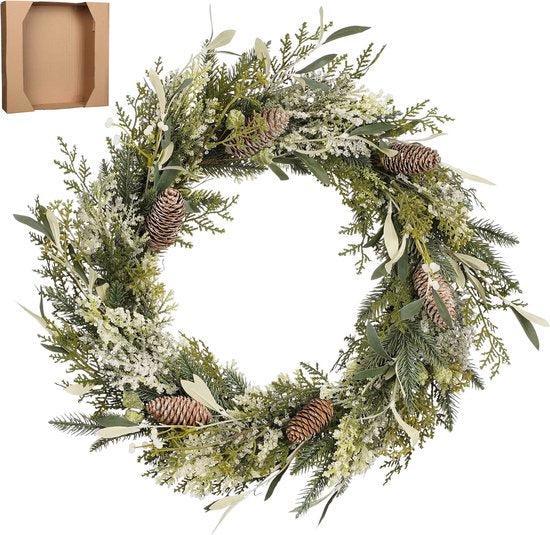 2dekans | House of Seasons Alva Kerstkrans - Ø50 cm - Groen, Diversen, Kerst, Zo goed als nieuw, Ophalen of Verzenden