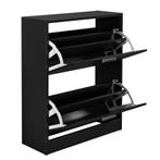 Schoenenkast Sykkylven 2 kleppen zwart 81x63x24 cm [en.casa], Huis en Inrichting, Verzenden, Nieuw