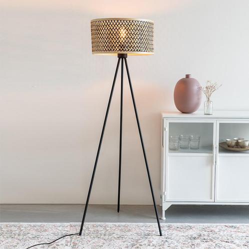 *WOONWINKEL* Bamboo Vloerlamp Op Driepoot, Huis en Inrichting, Lampen | Vloerlampen, Nieuw, Verzenden