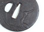 Tsuba (123g) – Zwaan onder Wolken met messing ingelegd - Edo