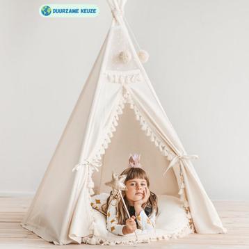 Tipi tent met kwastjes | Ecru (montesorri speelgoed) beschikbaar voor biedingen
