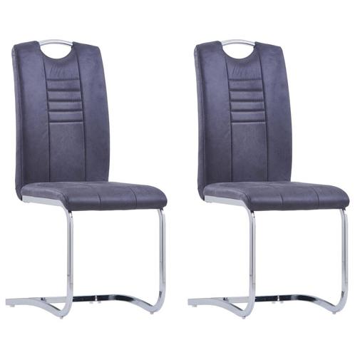 vidaXL Eetkamerstoelen 2 st kunstsuède grijs, Huis en Inrichting, Stoelen, Grijs, Nieuw, Verzenden