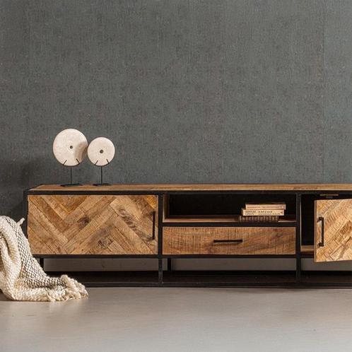 Tv-meubel Mangohout Gwenn 210 cm, Huis en Inrichting, Kasten | Televisiemeubels, 25 tot 50 cm, Nieuw, Overige houtsoorten, Minder dan 100 cm
