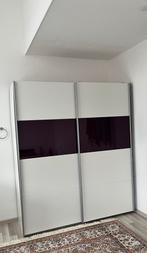 Schuifdeur kledingkast wit met paars accent compleet, Huis en Inrichting, Kasten | Kledingkasten, Ophalen, 200 cm of meer, Met lade(s)