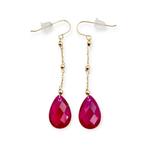 Zonder minimumprijs - Oorbellen - 14 karaat Geel goud - Ruby, Nieuw