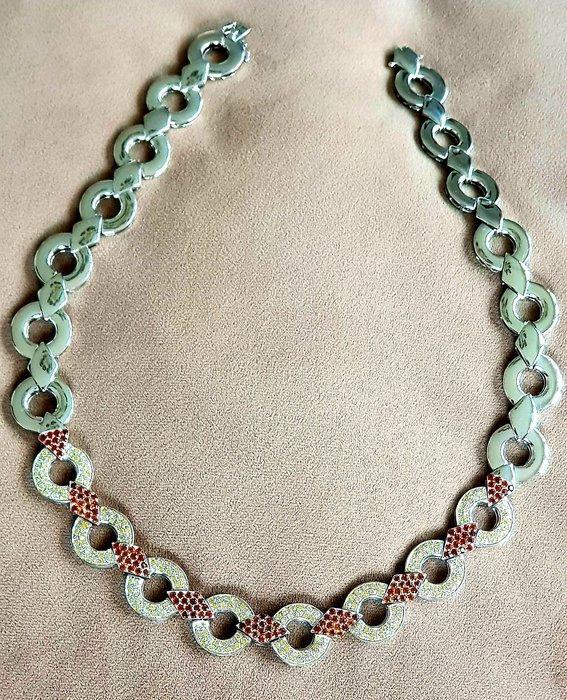 Halsketting - 18 karaat Witgoud - 9.50ct. tw. Diamant, Sieraden, Tassen en Uiterlijk, Kettingen