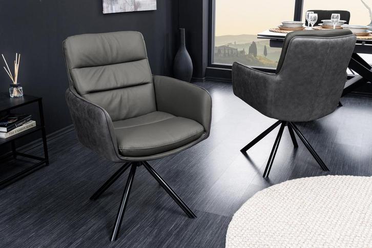 Bureaustoel BIG GEORGE grijs echt leder microvezel met, Huis en Inrichting, Stoelen, Ophalen of Verzenden