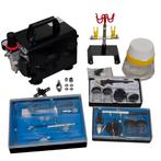 vidaXL Airbrush compressorset met 3 pistolen, Doe-het-zelf en Verbouw, Verzenden, Nieuw