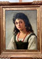Italiaanse school (XIX) - Ritratto di giovane popolana, Antiek en Kunst, Kunst | Schilderijen | Klassiek