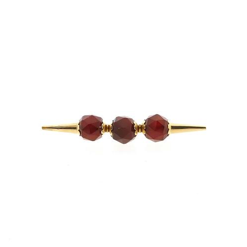 Vintage gouden broche met carneool (14 karaat) (14 karaat), Sieraden, Tassen en Uiterlijk, Broches, Overige kleuren, Gebruikt