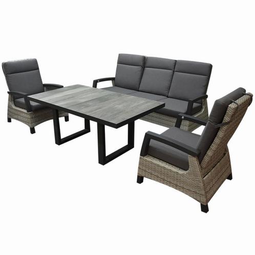 Dallas stoel bank dining loungeset 4 delig verstelbaar grijs, Tuin en Terras, Tuinsets en Loungesets, Nieuw, Ophalen of Verzenden