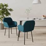 vidaXL Eetkamerstoelen 2 st fluweel blauw, Verzenden, Nieuw, Blauw