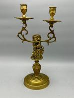 Zware Kandelaar met wapen Amsterdam - Kandelaar - Messing -