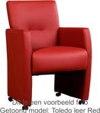 Set van 6 Blauwe leren moderne eetkamerfauteuils - Toledo Le, Huis en Inrichting, Stoelen, Overige kleuren, Nieuw, Leer, Ophalen of Verzenden