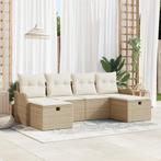 vidaXL 6-delige Tuinbankenset met kussens poly rattan beige, Tuin en Terras, Verzenden, Nieuw, Rotan