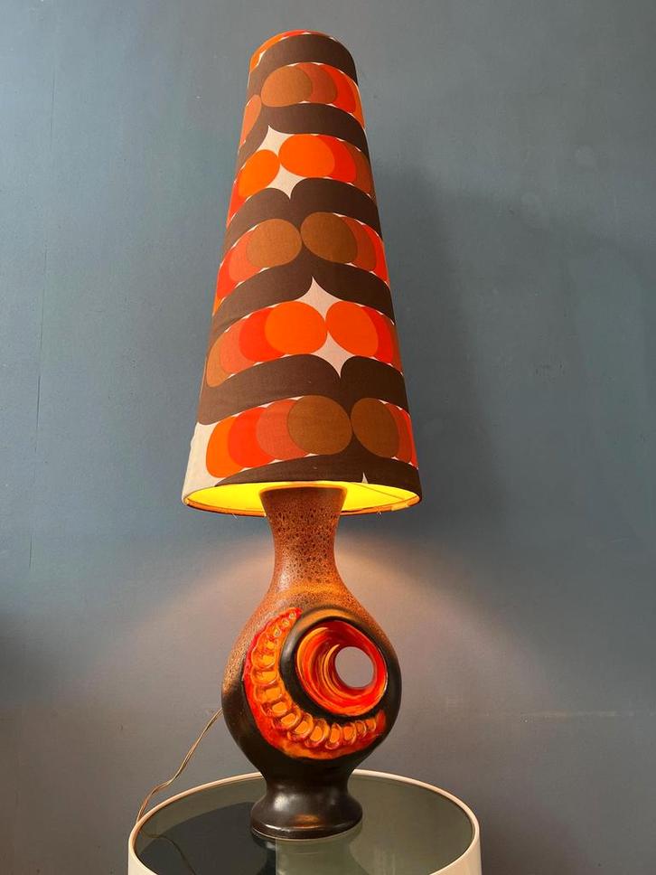 Orange Ceramic West Germany Floor Lamp with Dotted Shade, Huis en Inrichting, Lampen | Vloerlampen, Ophalen of Verzenden