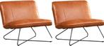 Leren fauteuils zonder armleuning  - Echt leer, Industrieel, Huis en Inrichting, Nieuw, Ophalen of Verzenden, 75 tot 100 cm, Industrieel