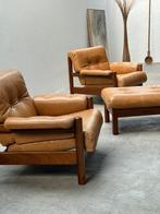 Fauteuil (3) - Ik ben Jean Gillon Stil - Hout, Leder - 2, Antiek en Kunst
