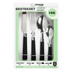 Benson 16-delige bestekset - Modern design - Zwarte handv..., Ophalen of Verzenden, Nieuw