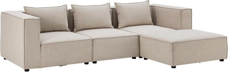 Modulaire Bank / Hoekbank Domas L - Beige - Stoffen bekledin, Huis en Inrichting, Banken | Bankstellen, Nieuw, Verzenden