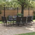 vidaXL Tuin Eetset 11 pcs Zwart Staal, Tuin en Terras, Tuinsets en Loungesets, Verzenden, Nieuw, Rvs