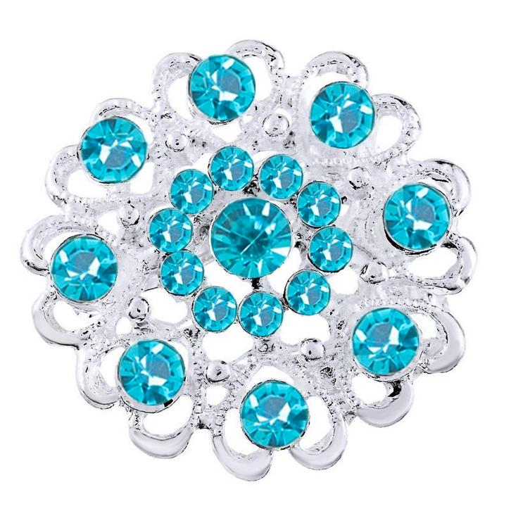 Fako Bijoux - Broche - Bloem Kristal - 32x32mm - Turquoise, Sieraden, Tassen en Uiterlijk, Broches, Verzenden