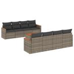 vidaXL 9-delige Loungeset met kussens poly rattan grijs, Tuin en Terras, Tuinsets en Loungesets, Verzenden, Nieuw, Rotan, Loungeset