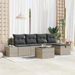 vidaXL 6-delige Tuinbankenset met kussens poly rattan, Verzenden, Nieuw, Rotan