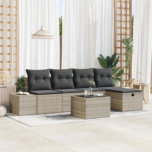 vidaXL 6-delige Tuinbankenset met kussens poly rattan, Tuin en Terras, Tuinsets en Loungesets, Nieuw, Rotan, Verzenden